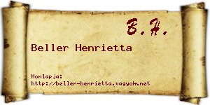 Beller Henrietta névjegykártya